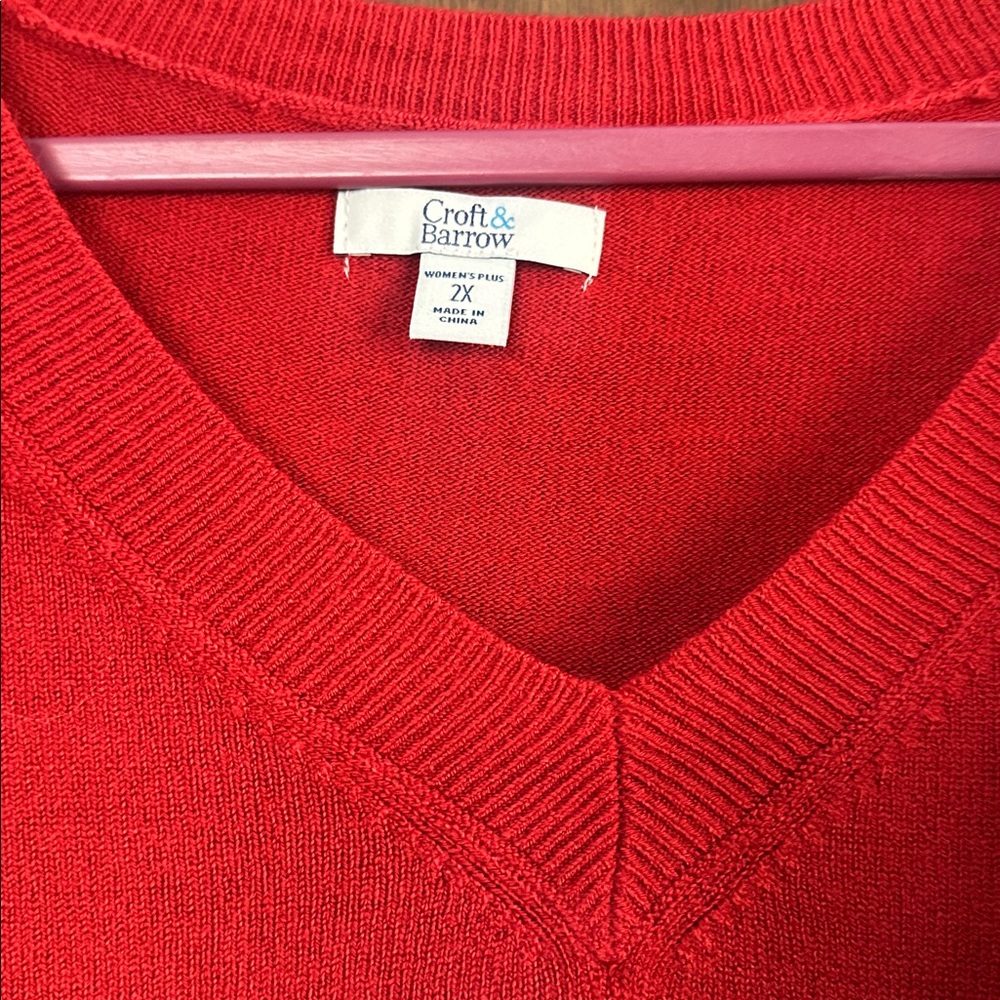 Croft and Borrow Red and Blue 2x Sweater Set v-neck NWT - Picture 5 of 6
